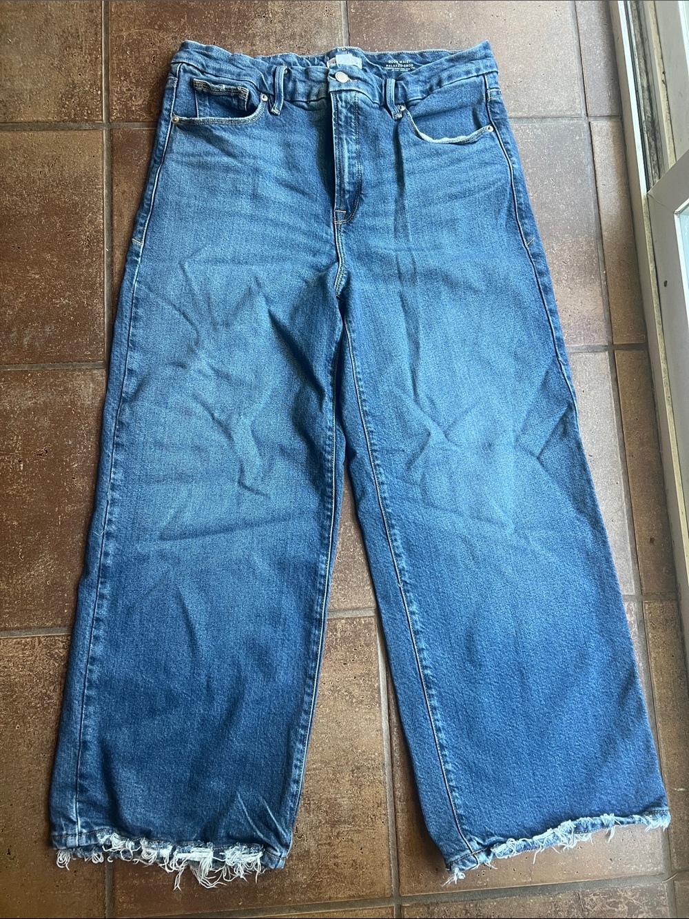 Good American Good Waist Palazzo Crop jeans